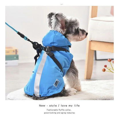新商品プロモーション，数量限定 犬 猫 レインコート ハーネス 一体型 フード付 服 ウェア ペット ドッグ ドッグウェア 小型犬 中型犬犬 猫