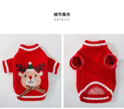 秋と冬犬エルククリスマスお祝いセーター小型および中型犬猫ペット服新年服 ペット服