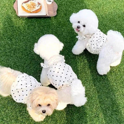 犬 洋服 ペットの子犬の服かわいい水玉模様のドレス春夏薄い