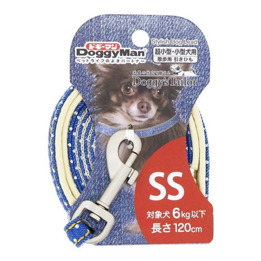 <a href="https://www.qoo10.jp/gmkt.inc/Search/brand.aspx?brandno=25753" target="_blank" class="title_brand" id="btn_brand" title="ドギーマン">ドギーマン</a>Doggys Tailor ドッグリード SS デニムスタイル ブルー/ドット