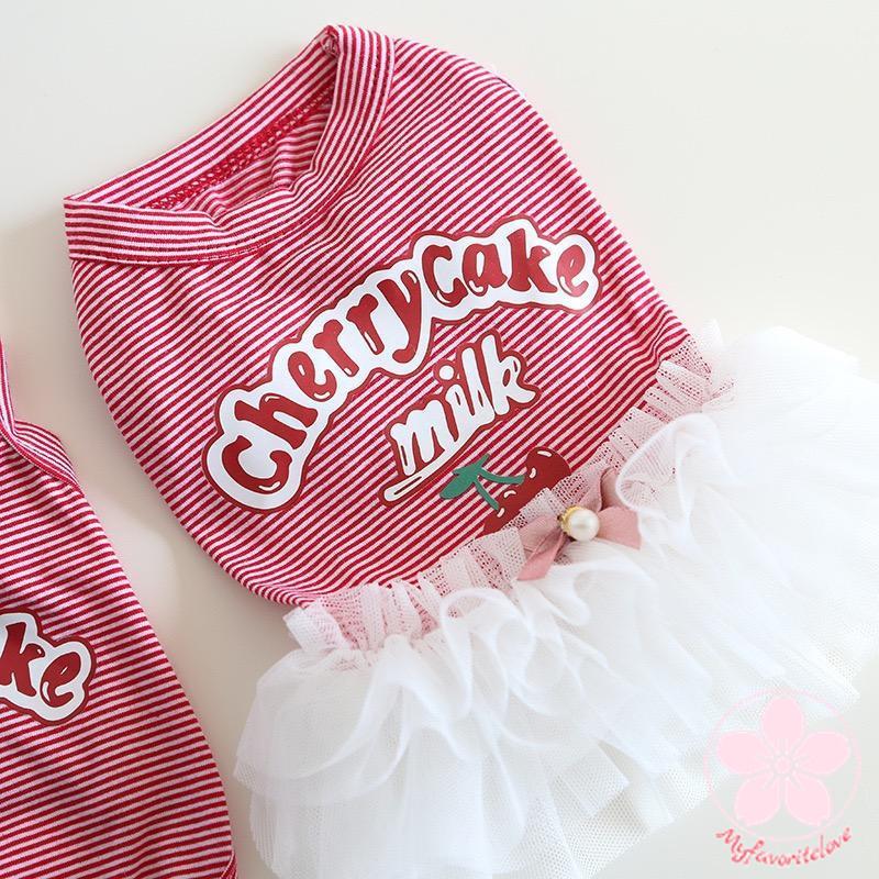 新入庫 ペット 服 安い 犬 春 夏 秋 さくらんぼ 柄 ボーダー タンクトップ ワンピース かわいい 可愛い ハイブランド 猫 ドッグウェア