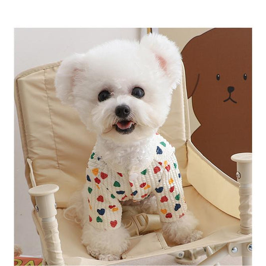 ドッグウェア ハート柄 犬 服 トップス 犬の服 あったか 秋 冬 超小型犬 小型犬 中型犬 猫 ペット 犬用 洋服 お散歩 可愛い メール便