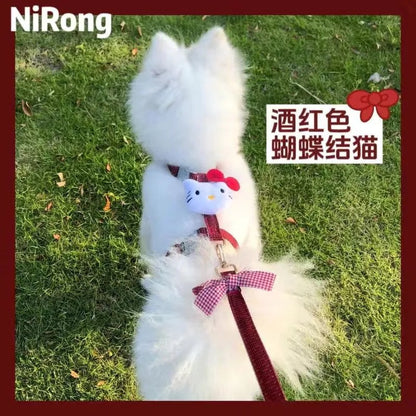 メガ割犬牽引紐かわいい高颜値散歩犬紐小型犬猫牽引紐コーキ博美胸ストラップ首輪892