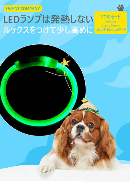 首輪 犬 おしゃれ 小型犬 中型犬 大型犬 光る首輪 犬用 LED ライト USB充電式