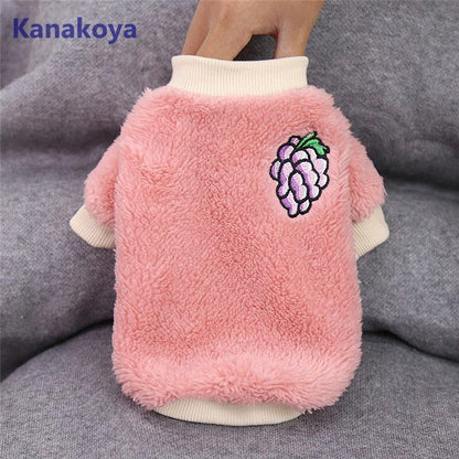 犬 服 ペットウェア 秋 冬 裏ボア 裏起毛 フルーツ 保温 防寒対策 暖か ドッグウェア 小型犬 中型犬 犬用 猫 旅行