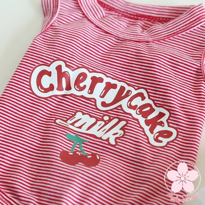 新入庫 ペット 服 安い 犬 春 夏 秋 さくらんぼ 柄 ボーダー タンクトップ ワンピース かわいい 可愛い ハイブランド 猫 ドッグウェア