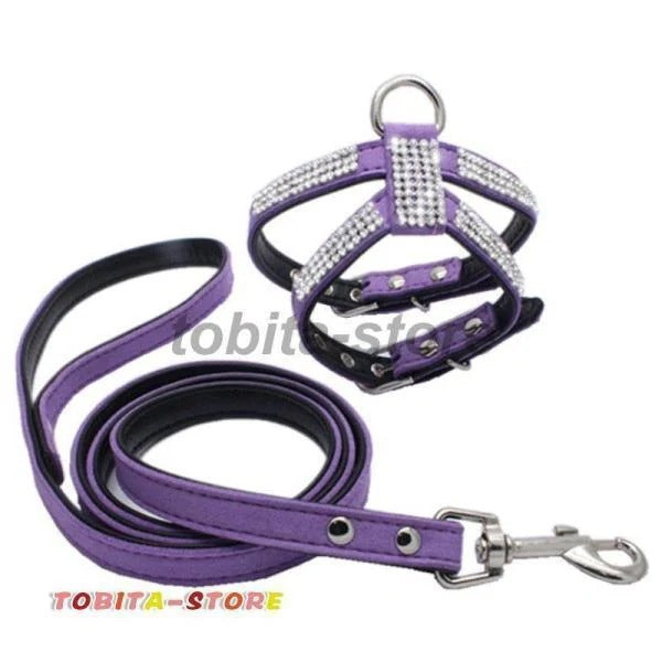 ハーネス リード 2点セット 犬用 胴輪 ラインストーン キラキラ ペット用品 犬用品 犬グッズ 小型犬 中型犬 イヌ かわいい おしゃれ お散歩 お