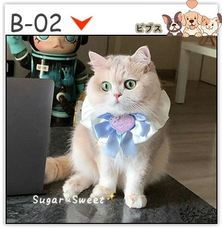 【3+1枚 / 5+2枚】超人気のインスタイルフラワービブ猫唾液タオル純粋な手作り犬用ビブペット織りネックスカーフ