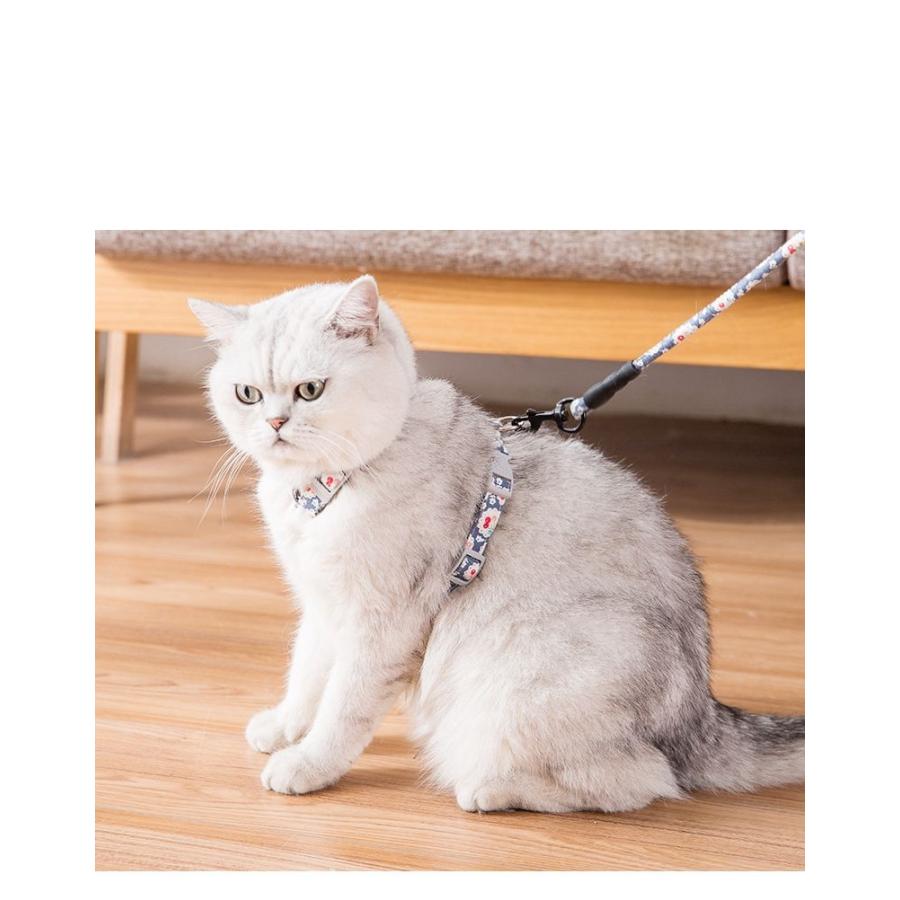 新商品プロモーション，数量限定 春夏しゃれペット猫ハーネスリードセット猫用一体型散歩ハーネスリードねこ用ネコ用 かわいい ナスカン上質ソフト素材猫用品 ペットグッズ 出かけ用品春夏しゃれペット猫ハ