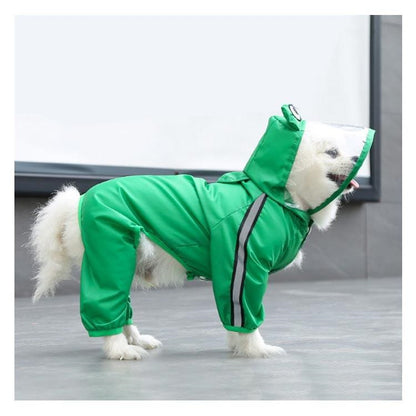 犬服 レインコート ドッグウェア 雨具 レインウェア ポンチョジャケット ペット服 ドッグ フード付き 反射テープ付き 雨の日 防水