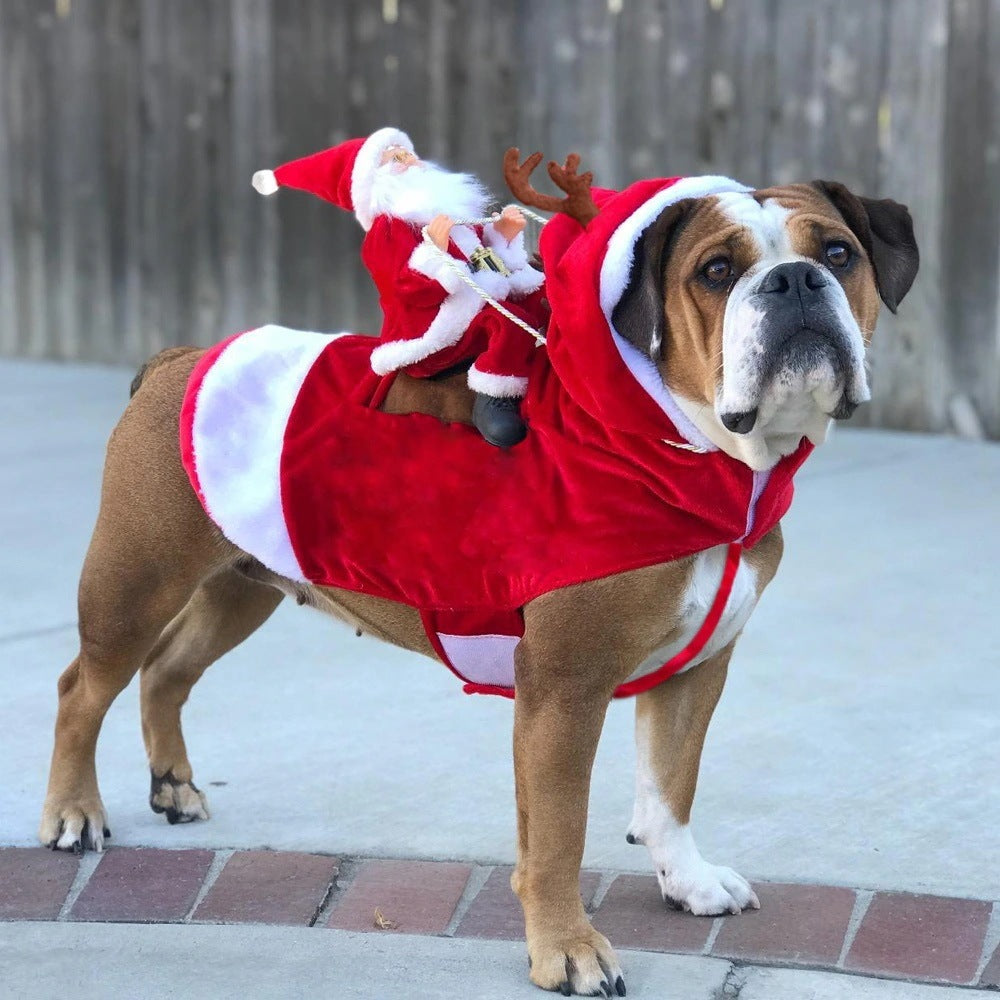 ペット犬クリスマス衣装サンタ乗馬スーツクリスマスペット服鹿乗馬スーツペットクリスマス用品