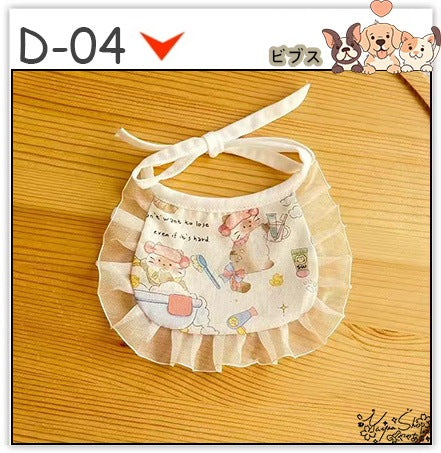 【3+1枚 / 5+2枚】超人気のインスタイルフラワービブ猫唾液タオル純粋な手作り犬用ビブペット織りネックスカーフ