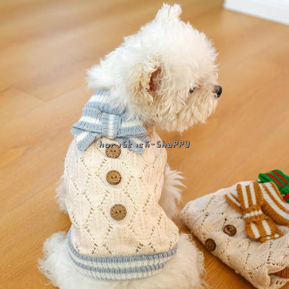 ペット服 犬服 セーター ニット犬服 猫服 リボン ペットウェア ドッグウェア チワワ 防寒 冬 新品 セーター 犬用スウェット 長袖 猫用品 ペット用品