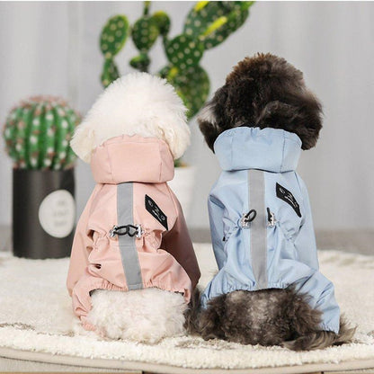 ペット服 ドッグウェア レインコート 犬の服 犬服 パーカー フード付き 四足 小中型犬用 雨服 雨具 雨の日 防水 雨具 お散歩 梅雨対策 メール便 着脱簡単