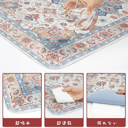 【即納】ULIGOTA洗える ペットシーツ 犬 猫用 洗えるペットマット おしっこマット ペットマット エスニック柄 下敷きマット 洗える 速乾 繰り返し使える（102×67cm ベージュ）