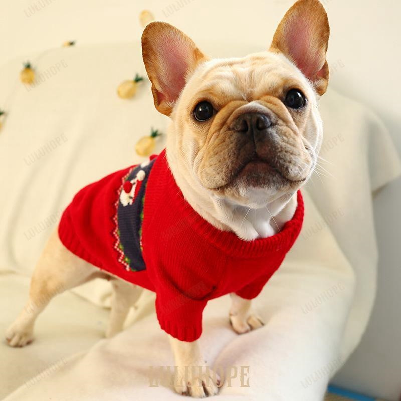 犬 服 犬の服 ペット服 ドッグウェア セーター ニット クリスマス サンタ柄 秋冬 保温防寒 小中型犬 メール便対応