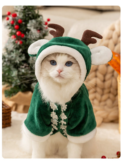 秋冬の犬服 テディボーミペットのコキシナレビーベア秋冬服 猫の服クリスマスシリーズ鹿の角のマント