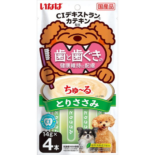 <a href="https://www.qoo10.jp/gmkt.inc/Search/brand.aspx?brandno=77771" target="_blank" class="title_brand" id="btn_brand" title="いなばペットフード">いなばペットフード</a>ちゅ～る 歯と歯ぐきの健康維持に配慮 とりささみ 14g4本