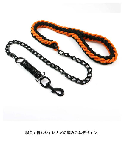 犬 リード チェーン おしゃれ かっこいい ゴツイ リードフック 噛む 超大型犬 大型犬 中型犬 小型犬 ばね 鎖 犬用 チェーンリード ブラックチェーン 持ち易い 防噛み 噛み切れない 噛み癖 散歩