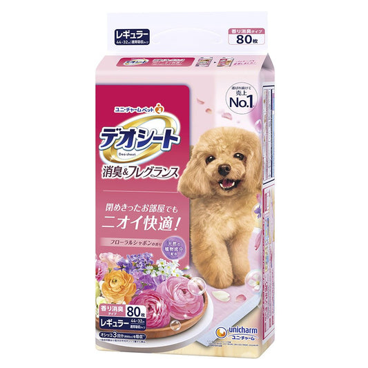 <a href="https://www.qoo10.jp/gmkt.inc/Search/brand.aspx?brandno=77536" target="_blank" class="title_brand" id="btn_brand" title="デオシート">デオシート</a>ペットシーツ　消臭＆フレグランス　フローラルシャボンの香り　レギュラー　８０枚　ＣＲＣ40―25―10―05―00