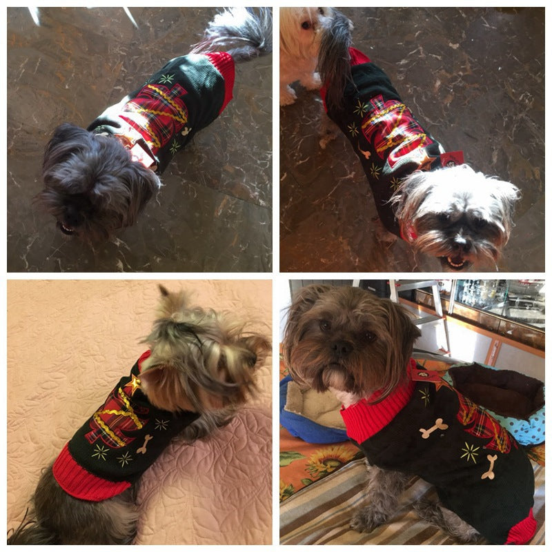 人气新作ペット服 中小型犬VIPテディニューファーザークリスマスペットニットジャンパー犬の服 ペット服