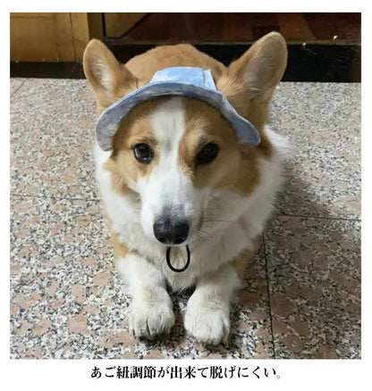 贩売促进 中型犬 帽子 あご紐付き ペットウェア 犬 2点セット ツバ ペット用品 小型犬 日よけ対策 バケットハット ペット服 可愛い ワンちゃん 散歩 犬用帽子 耳出し 耳穴 サイズ調整 猫 お出