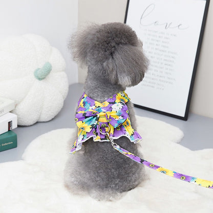 ドレス ドッグ リボン リード キャット ワンピース ウェアハーネス 服 胴輪 犬 ハーネス 付 ペット フラワー