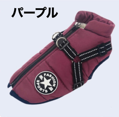 おしゃれ 秋冬 服 犬 ダウンハーネス付 犬服 ダウンジャケット 冬用 着せやすい ダウン 撥水加工 冬 小型犬 中型犬