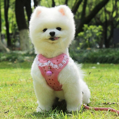 ペット用品犬の服犬用ハーネスリード3色カモフラージュストロベリーレースかわいいファッショナブルな安全482