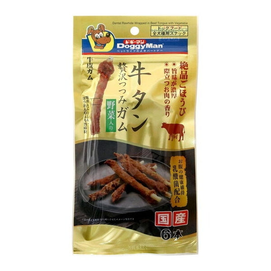 <a href="https://www.qoo10.jp/gmkt.inc/Search/brand.aspx?brandno=25753" target="_blank" class="title_brand" id="btn_brand" title="ドギーマン">ドギーマン</a>牛タン贅沢つつみガム 野菜入り 6本