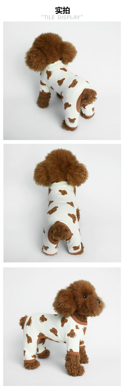 【新作犬猫服 登場】 犬服 ペット服 犬 洋服 ペット用品 子犬の服 猫 小型犬 服 快適 ストレッチ プリント 四つ足 部屋着
