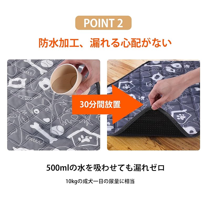 【即納】Ownpets 洗える ペットシーツ 犬 猫用 おしっこマット（60×45CM 4枚セット）繰り返し使える ペットマット 速乾 下敷きマット 超吸収 滑り止め 四重構造 四季通用 漏れ防止