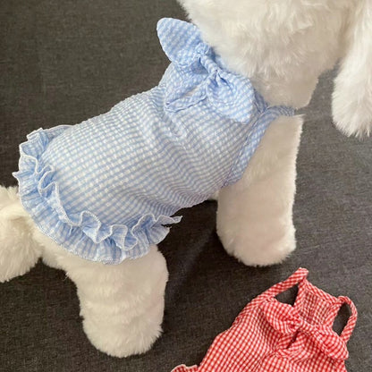 [犬 服]犬 洋服 ins人気商品 かわいい弓ホルタードレス ペット 春 薄い 犬 猫 イヌ 夏服