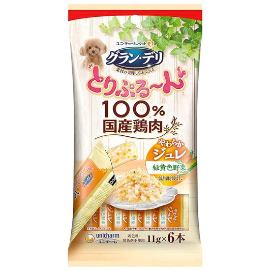 【即納】グラン・デリ ドッグフード とりぷる~ん ジュレ 緑黄色野菜 11g×6本×6個セット 11グラム (x 6)