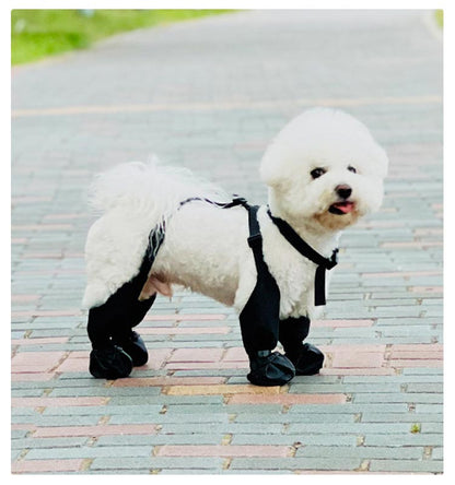 タイムセールスペンダー付き犬用パンツ 調節 脱げない 汚れ防止 滑り止め レギンス レインパンツ サスペンダー付き 犬服 防水 屋外四本足パンツ 肉球保護 梅雨 犬用ブーツ 犬用レッグカバー 調節可能