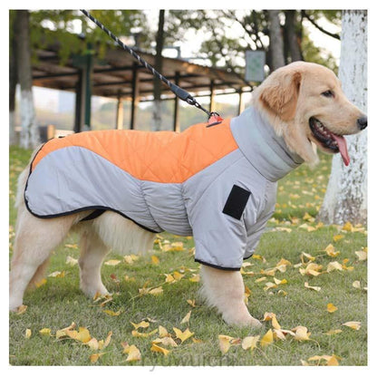 ドッグウェア 背中開き 中綿 コート 配色 中型犬 大型犬 向け 犬服 ダウン ジャケット ハイネック ハーネス 秋 冬 3XL 防寒