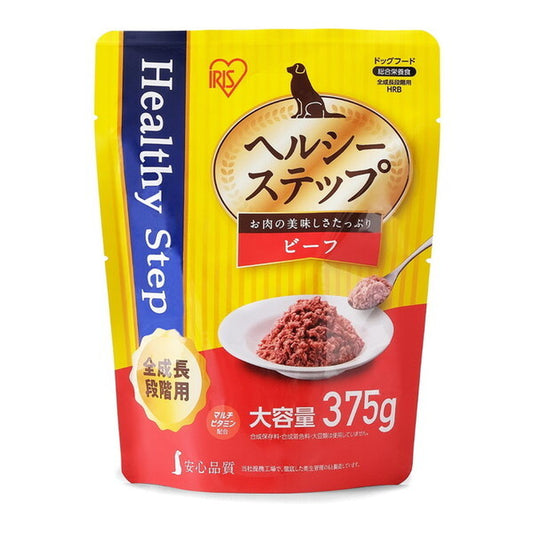 <a href="https://www.qoo10.jp/gmkt.inc/Search/brand.aspx?brandno=49458" target="_blank" class="title_brand" id="btn_brand" title="アイリスオーヤマ">アイリスオーヤマ</a>HRB ヘルシーステップレトルト ドッグフード (ビーフ 375g 全成長段階用)