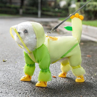 ペット服 牽引可能な子犬のレインコート防水ペット雨の日の服