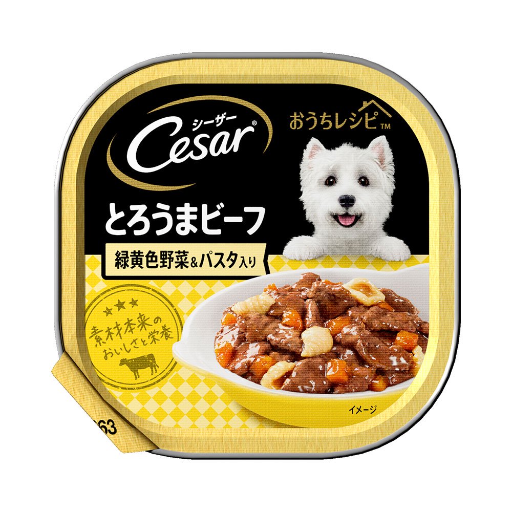 シーザー　おうちレシピ　とろうまビーフ　緑黄色野菜＆パスタ入り　１００ｇX２個　ドッグフード　ＣＲＣ45―08―45―20―00
