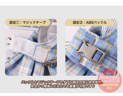 リボン ドッグ 服 ペット ワンピース ドレス リード キャット ウェアハーネス ハーネス 付 胴輪 チェック 犬