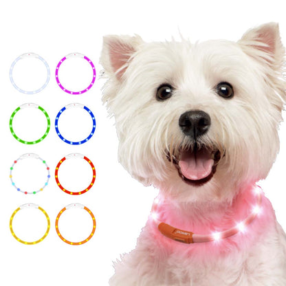 首輪 光る 光る首輪 USB充電式 ペット 猫 LED ライト リード 光 点灯 点滅 蛍光 小型犬 中型犬 大型犬 夜 散歩 安全 事故防止 安全グッズ ペット用品 ドッググッズ 犬用品 便利 簡単