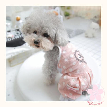 万能流行感 ペット 服 安い 犬 春 夏 ハート 花 柄 ロンパース つなぎ 服 かわいい 可愛い ハイブランド 猫 ドッグウェア