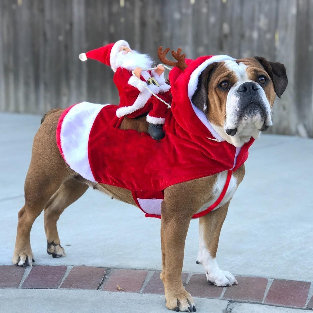 ペット犬クリスマス衣装サンタ乗馬スーツクリスマスペット服鹿乗馬スーツペットクリスマス用品