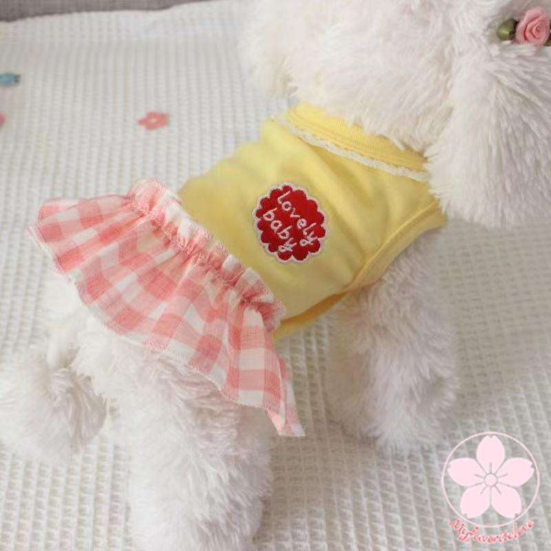 大人気 上品 ペット服 安い 犬 春 夏 秋 チェック タンクトップ ワンピース かわいい 可愛い ハイブランド 猫 ドッグウェア