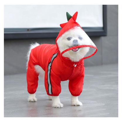 犬服 レインコート ドッグウェア 雨具 レインウェア ポンチョジャケット ペット服 ドッグ フード付き 反射テープ付き 雨の日 防水
