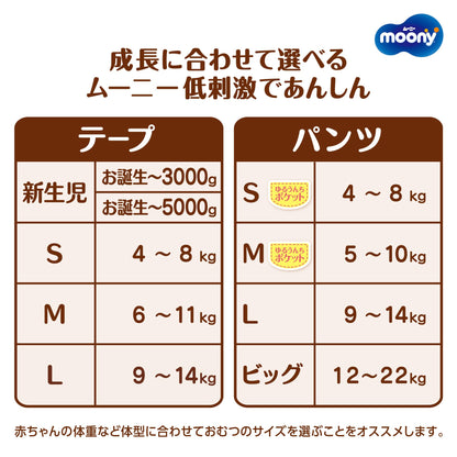 【テープ Sサイズ】 ムーニーナチュラル オーガニックコットン オムツ（4~8kgまで）76枚【Amazon.co.jp 限定】