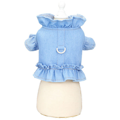 ペットの猫の服の王女の子犬のデニムのスカートのベスト メガ割ワンピースパンツトートバッグ