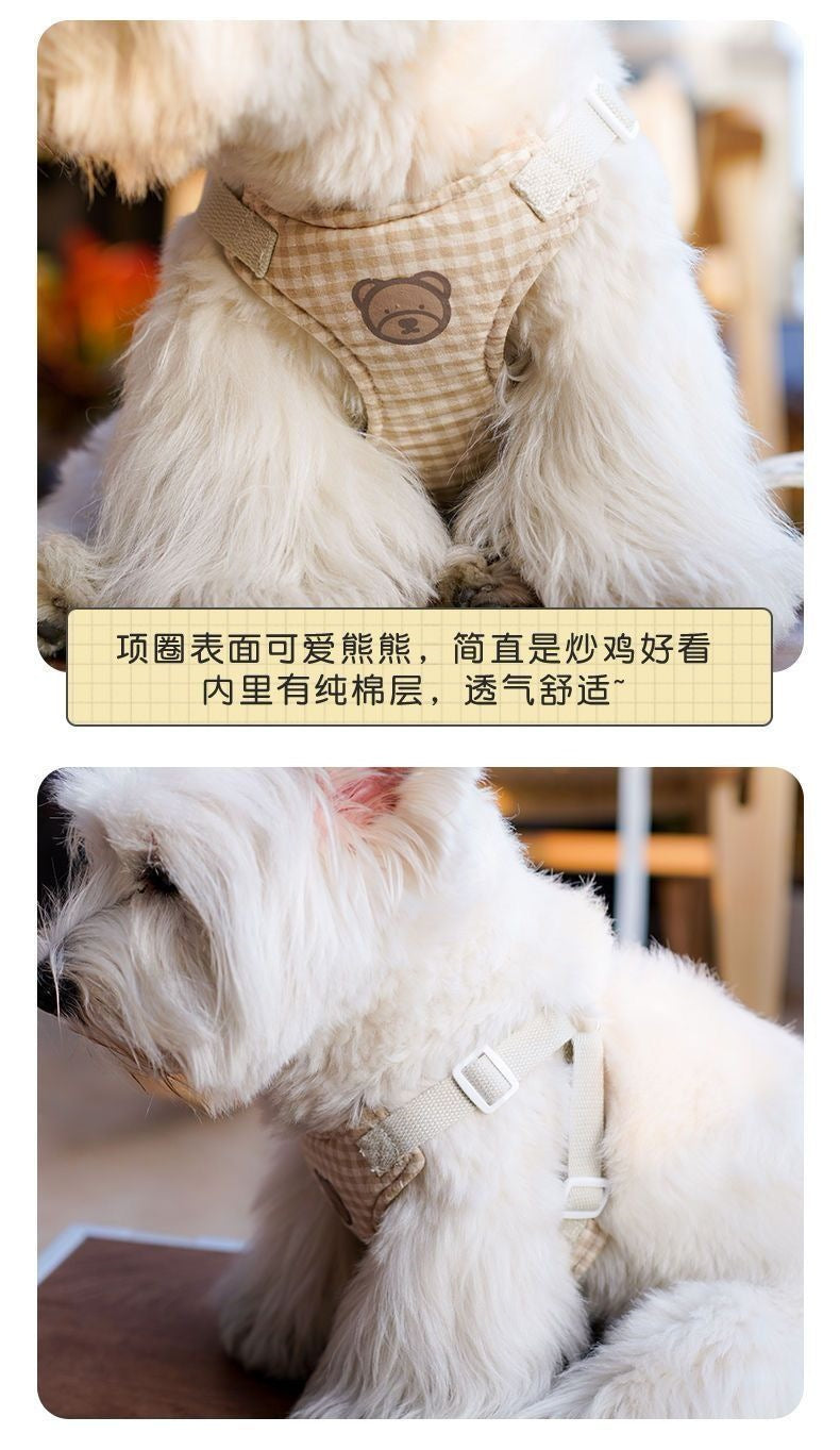 犬の韓国のかわいい熊のシリーズの胸のペットのテディは熊より外に出て胸の帯の牽引縄を持ちます