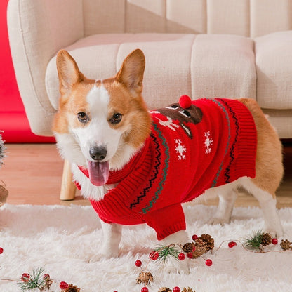 ペット服 新しいクリスマスエルクセーターマフラーセットペット服