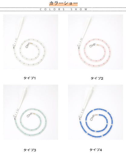 【送料無料】犬 リード おしゃれ かわいい おすすめ クリスタル パール調 パール ビーズ キラキラ セレブ 目立つ かっこいい スマート 注目 ゴージャス プレゼント ギフト 小型犬 中型犬 人気